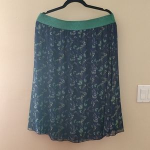 LuLaRoe 2XL Jill skirt floral with green waistband